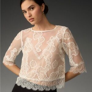 By Anthropologie Lace Illusion Top NWT